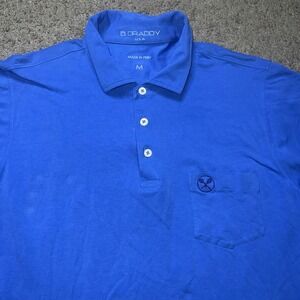 B Draddy Sport Polo Shirt Mens Medium Blue Tennis Performance Stretch USA Made